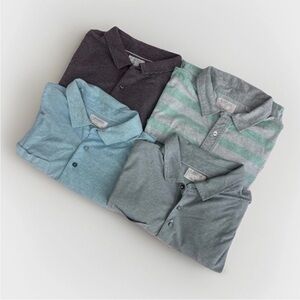 Lot of 4 Linksoul Men's XL Golf Polo Shirts, 100% Luxury Cotton, Striped